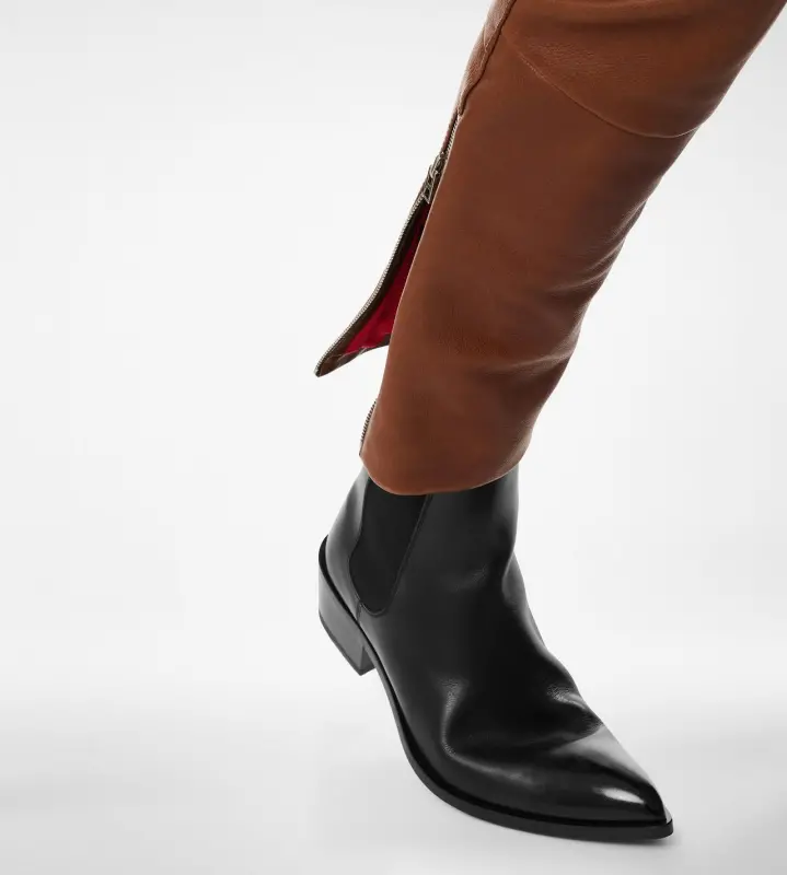 BUFFALO GRAIN LEATHER BIKER PANT HAZELNUT online